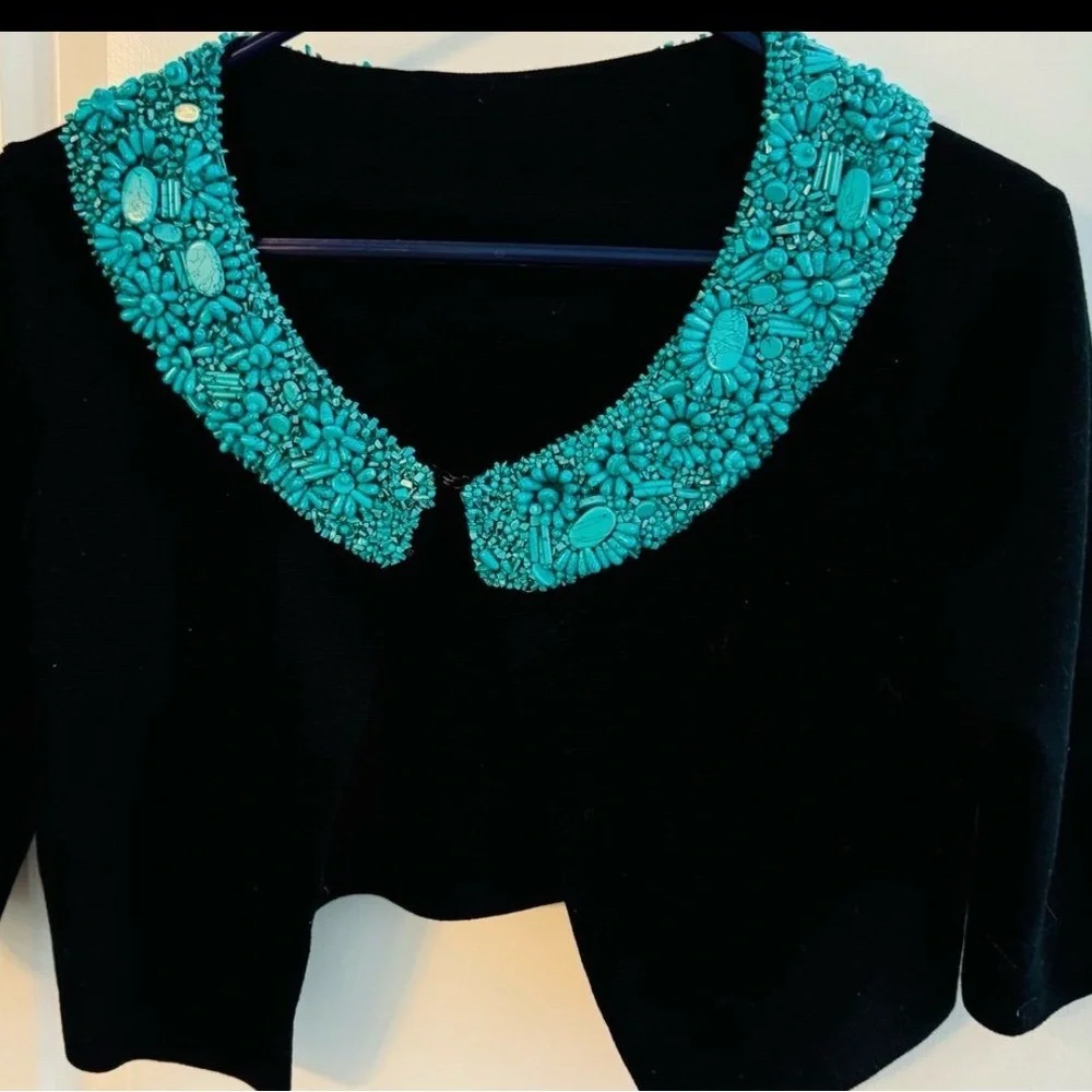 Moschino Cardigan embroidered with genuine Turquoise stones sz 10 Made in Italy - Picture 11 of 11